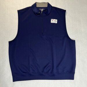 Golf America Men's Navy Sleeveless 1/4 Zip Pullover Moisture-Wicking UPF-50 XL